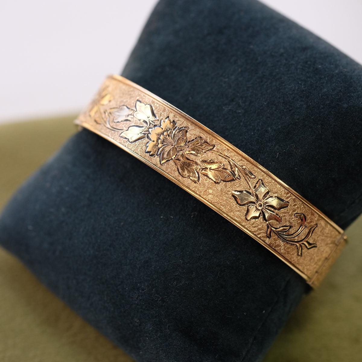 Gold Filled B&B Bangle with Black Enamel