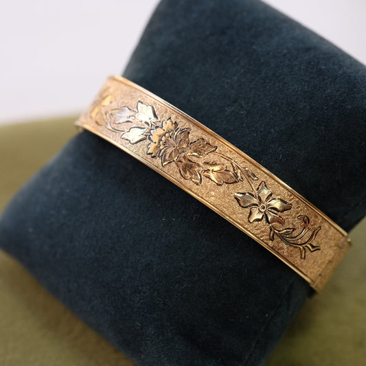 Gold Filled B&B Bangle with Black Enamel