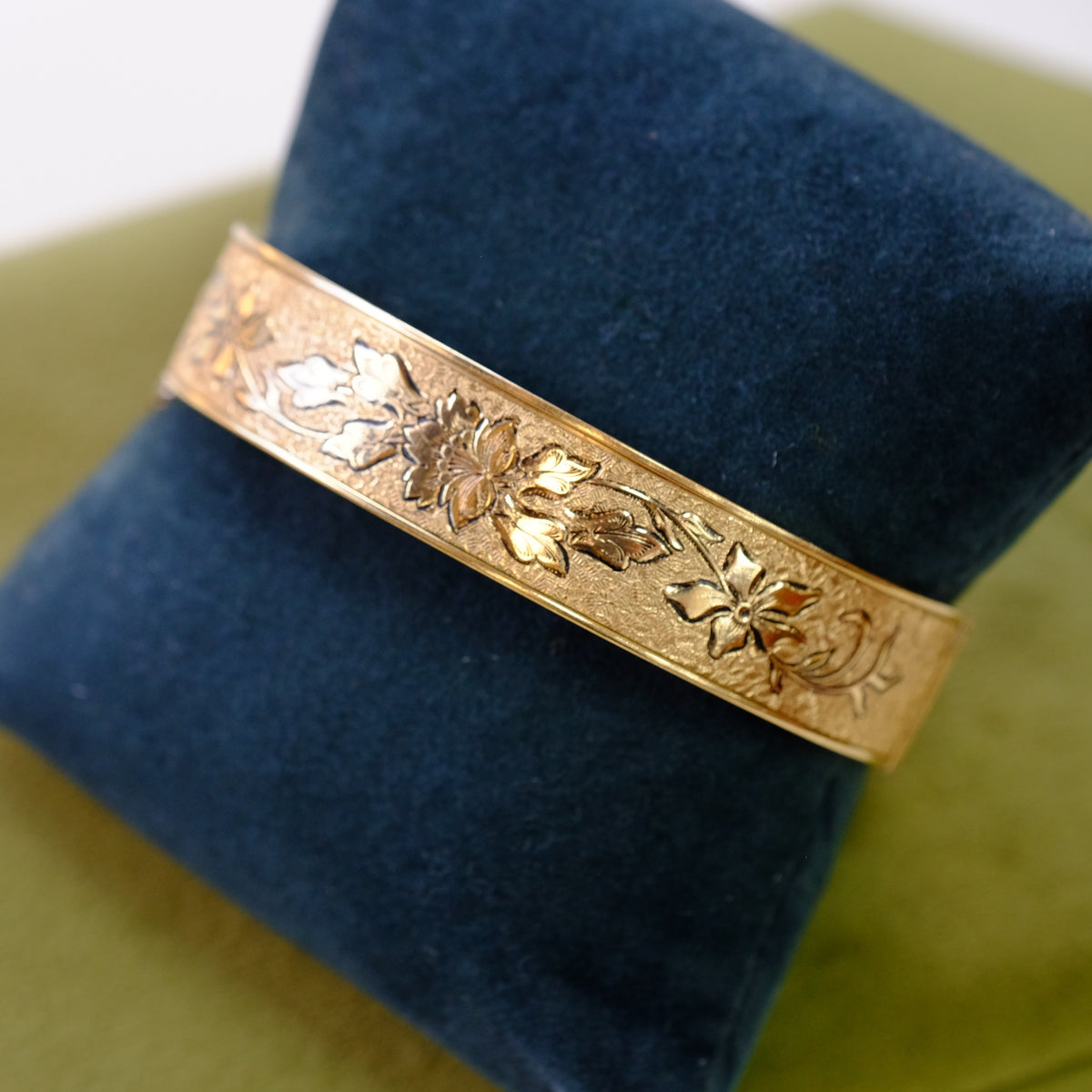 Gold Filled B&B Bangle with Black Enamel