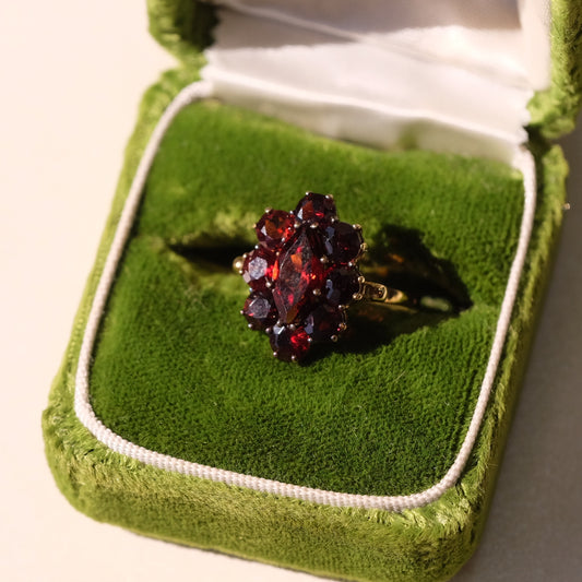14K Yellow Gold Oblong Garnet Ring