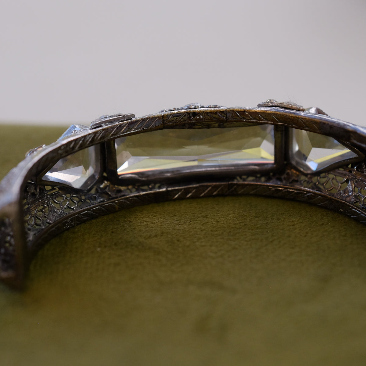 Art Deco Dramatic Crystal Filigree Bracelet