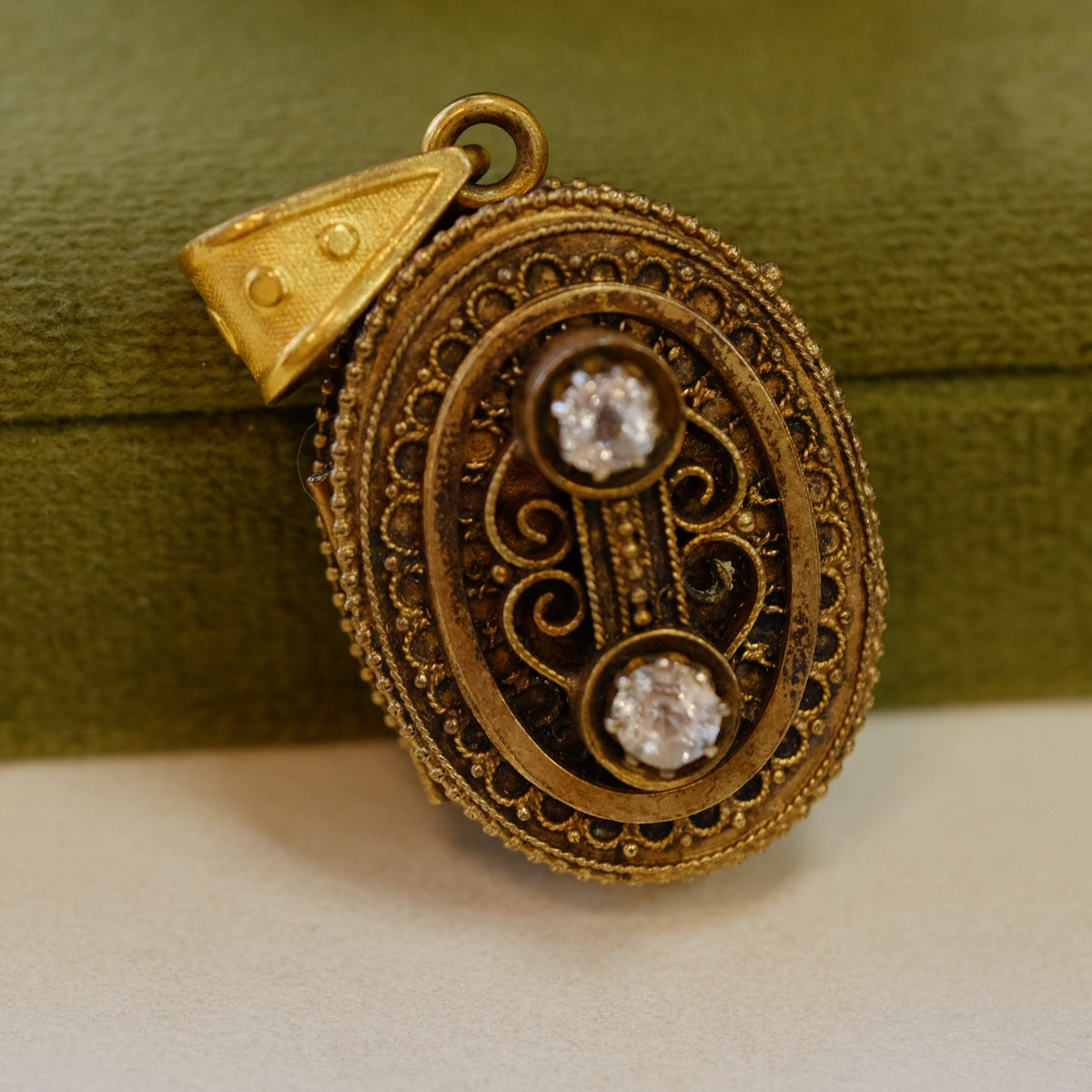 Victorian Locket with double stones