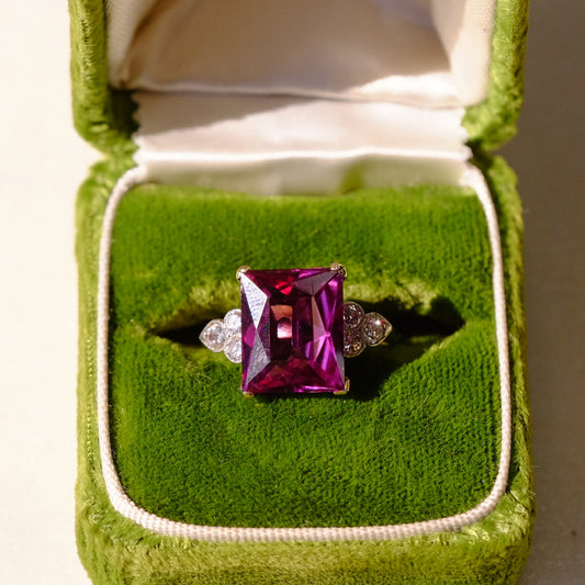 14K Amethyst and Old European Cut Diamond Ring