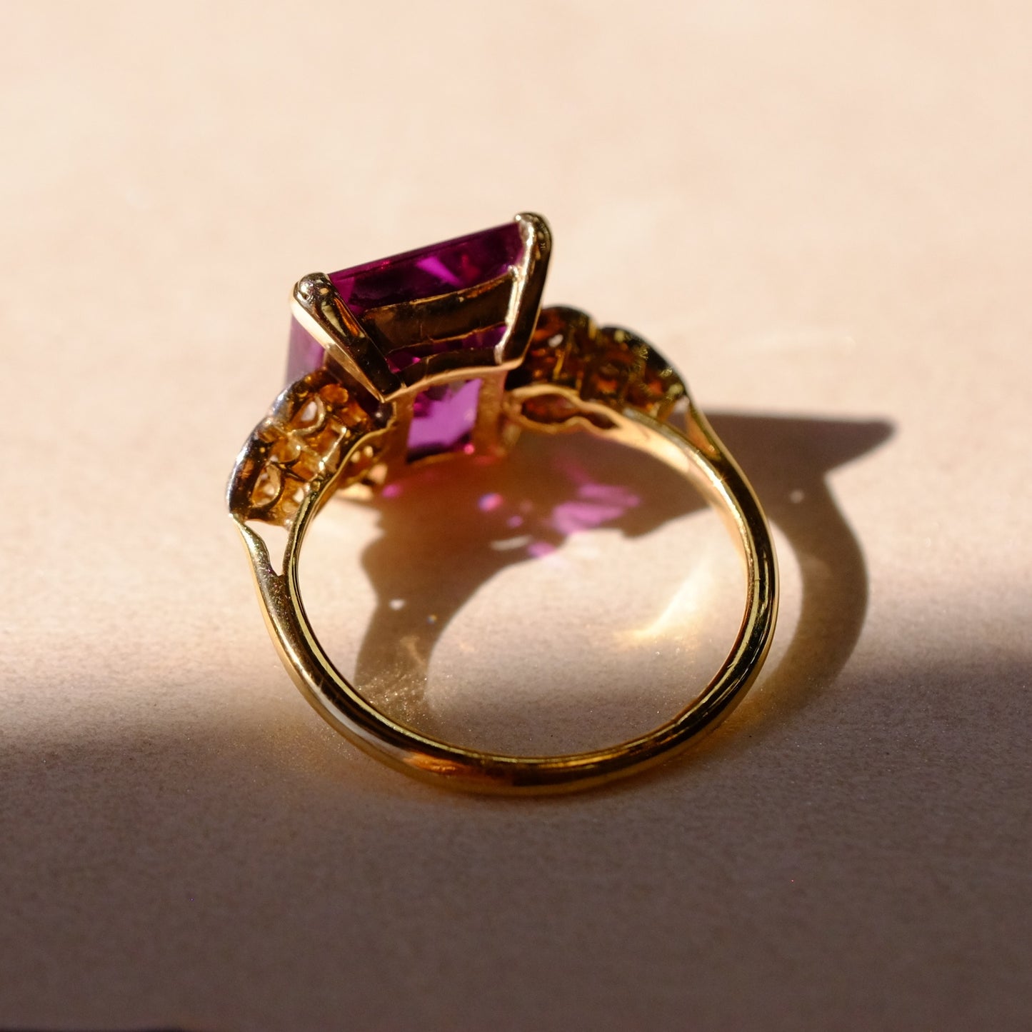 14K Amethyst and Old European Cut Diamond Ring