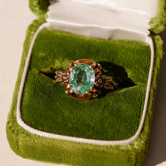 14K Rose Gold Uranium Glass Victorian Ring