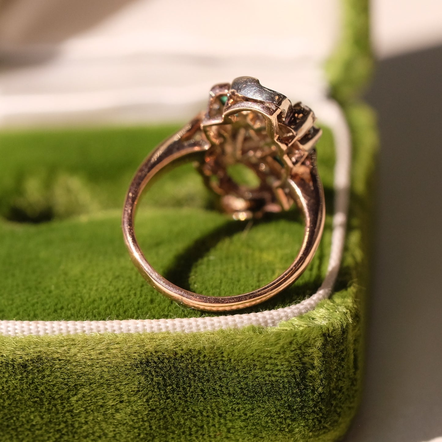 14K Yellow Gold  Emerald Diamond Ring