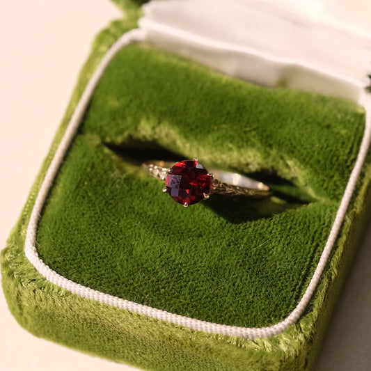 14K Yellow Gold Garnet Ring