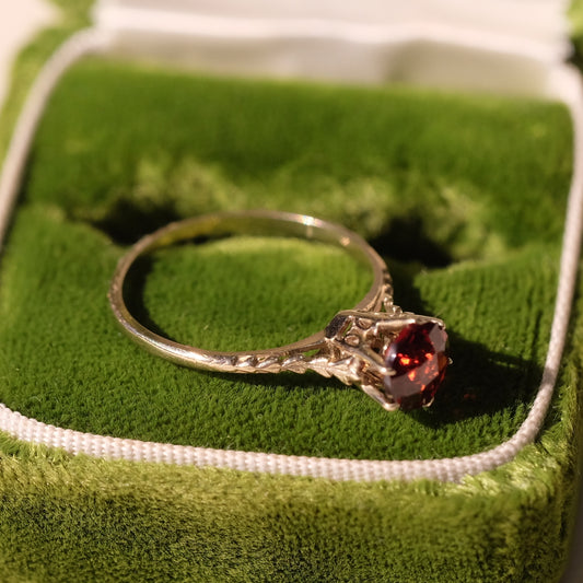 14K Yellow Gold Garnet Ring