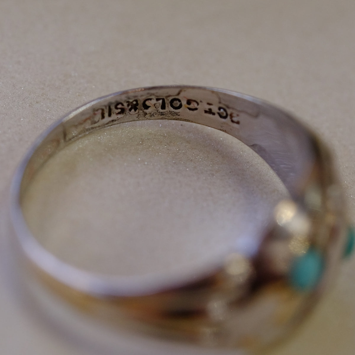 Vintage Double Snake Turquoise Silver Ring