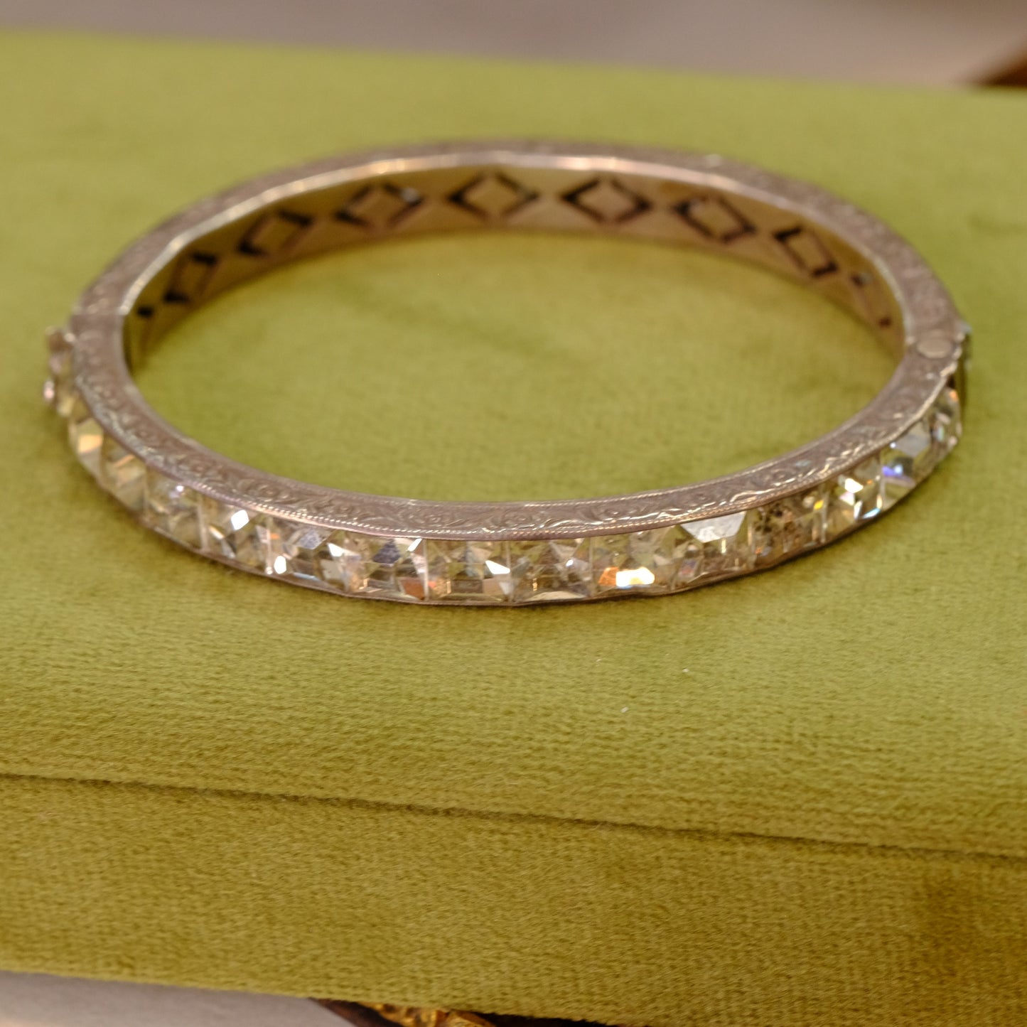 Art Deco Sterling Clear Paste Bracelet