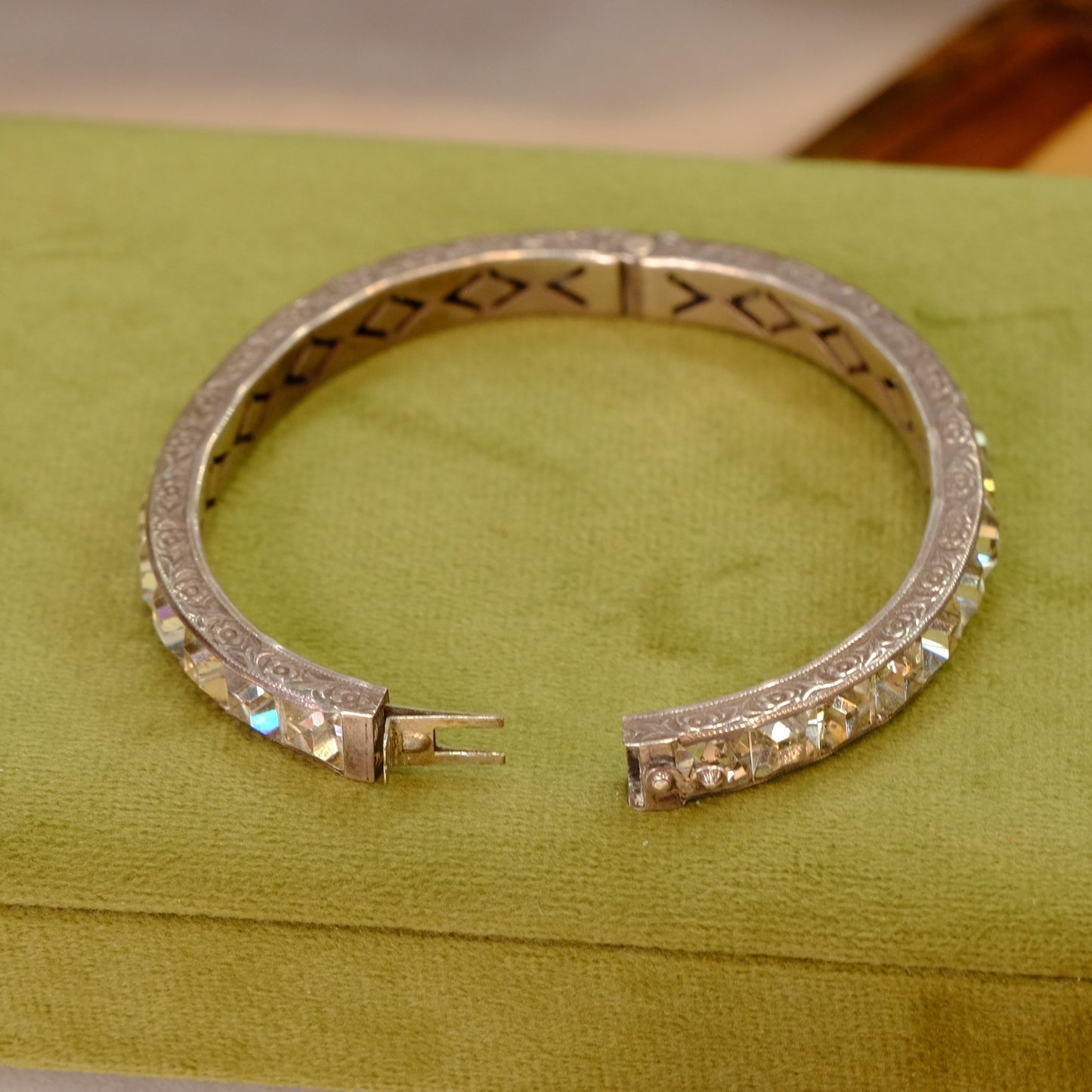 Art Deco Sterling Clear Paste Bracelet