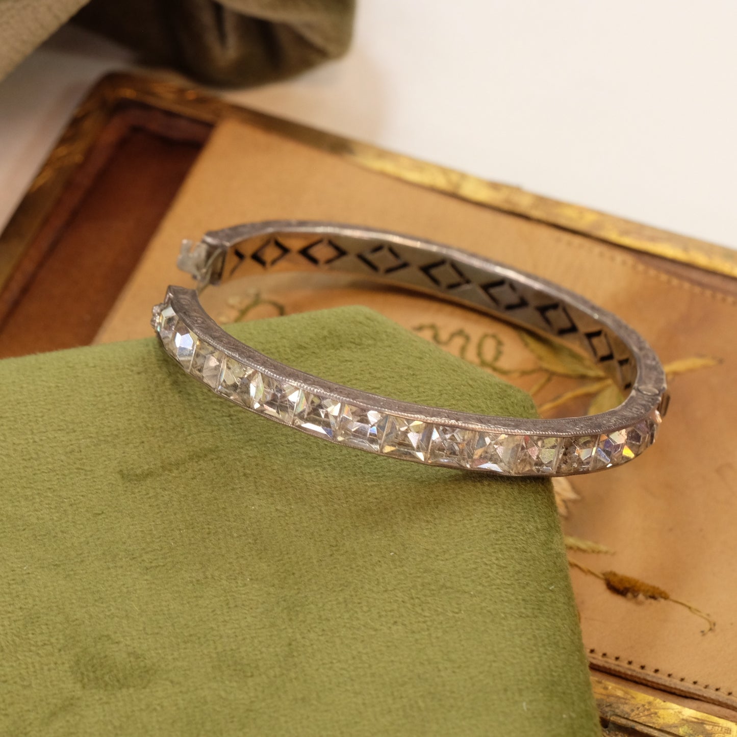 Art Deco Sterling Clear Paste Bracelet