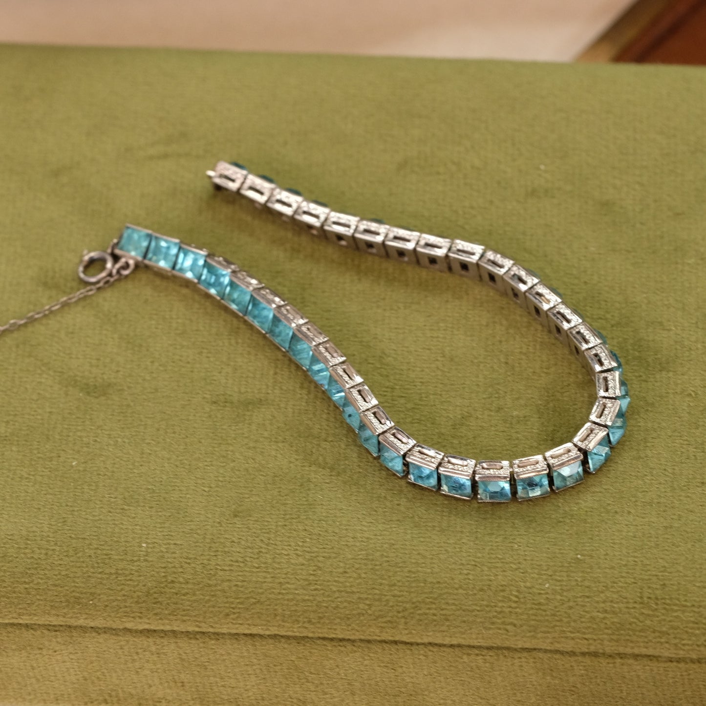 Art Deco Blue Paste Tennis Bracelet