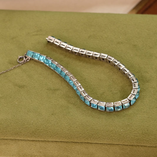 Art Deco Blue Paste Tennis Bracelet