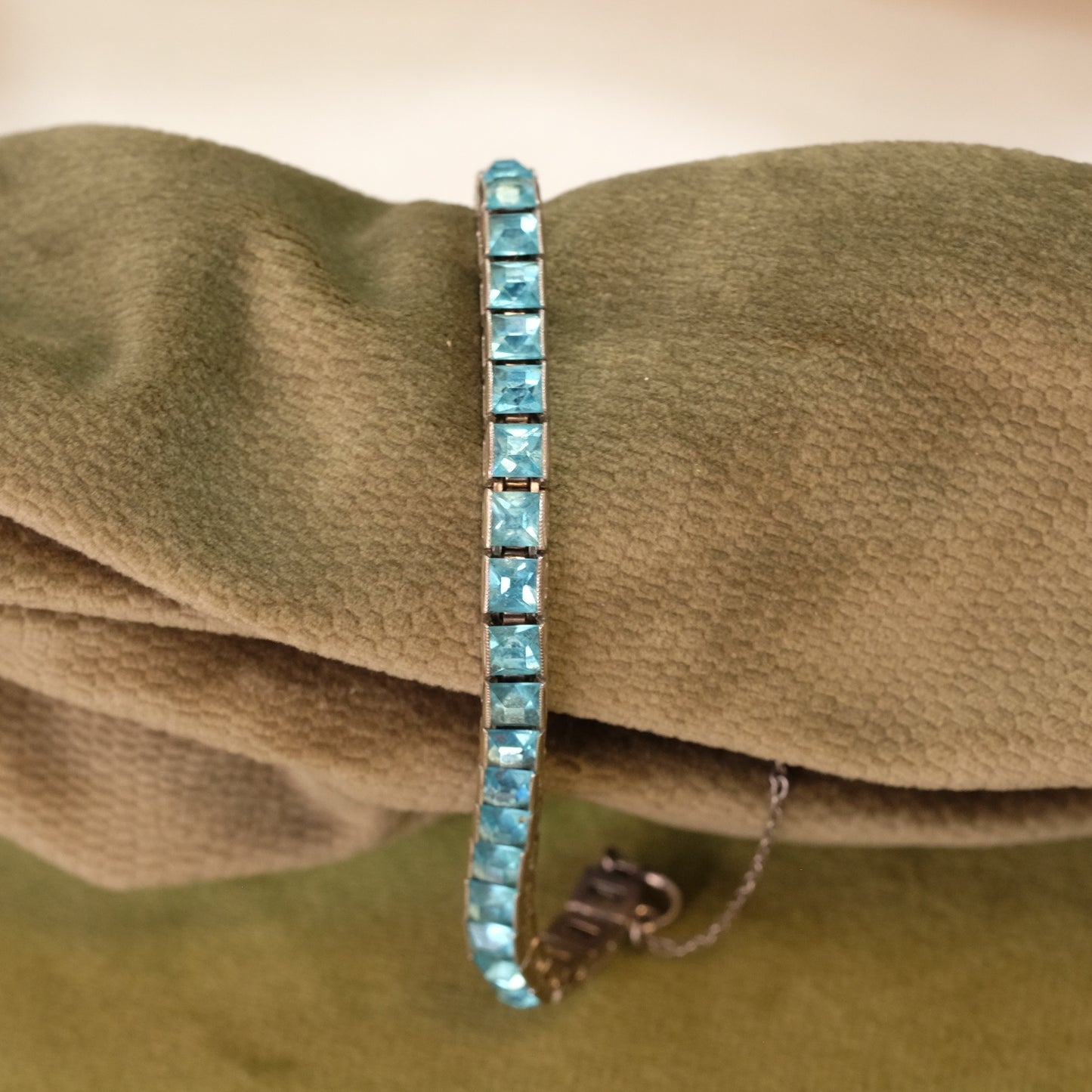 Art Deco Blue Paste Tennis Bracelet