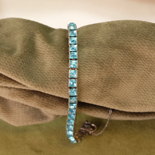 Art Deco Blue Paste Tennis Bracelet