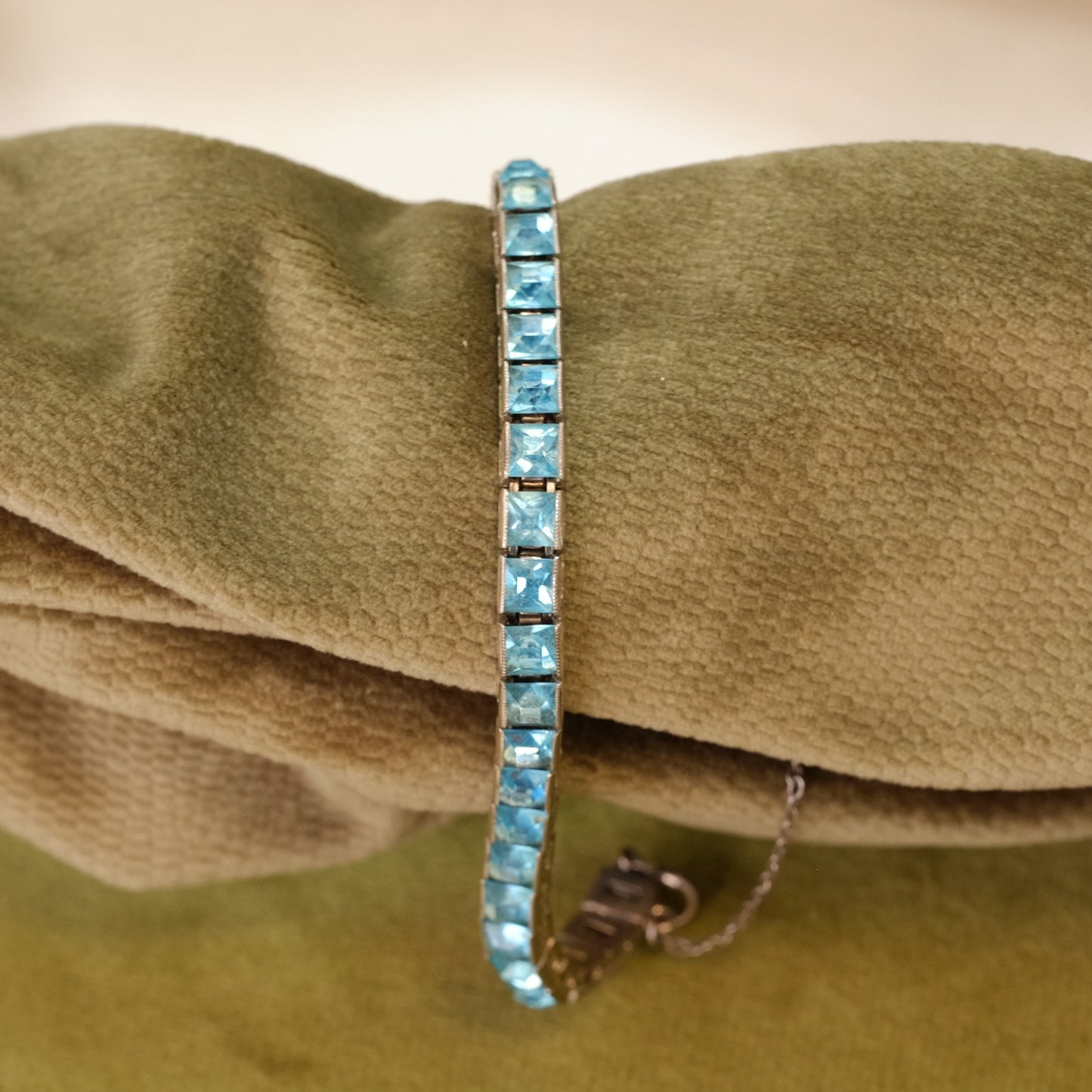 Art Deco Blue Paste Tennis Bracelet