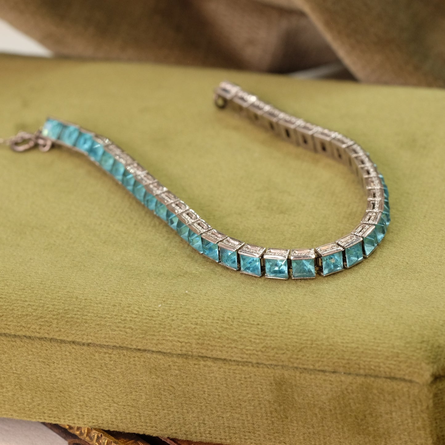 Art Deco Blue Paste Tennis Bracelet