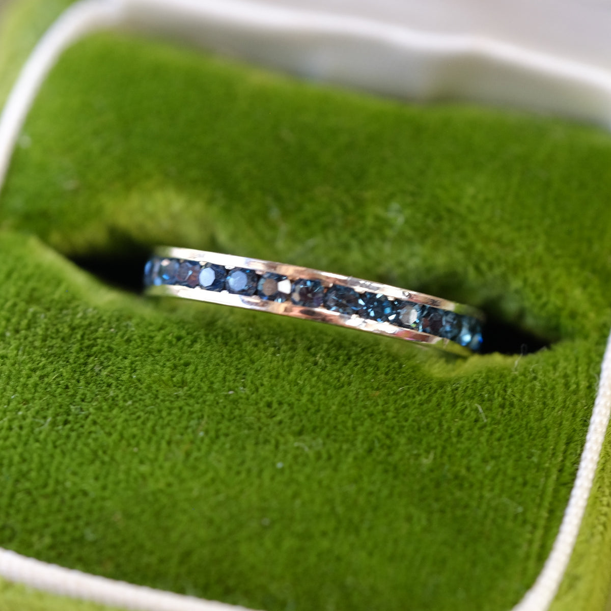 Sterling Channel Faux Sapphire Ring
