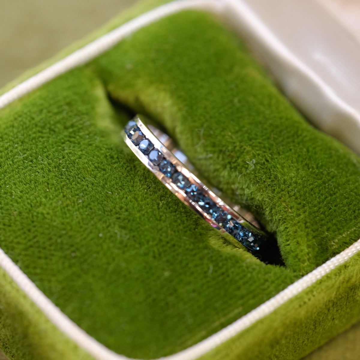 Sterling Channel Faux Sapphire Ring
