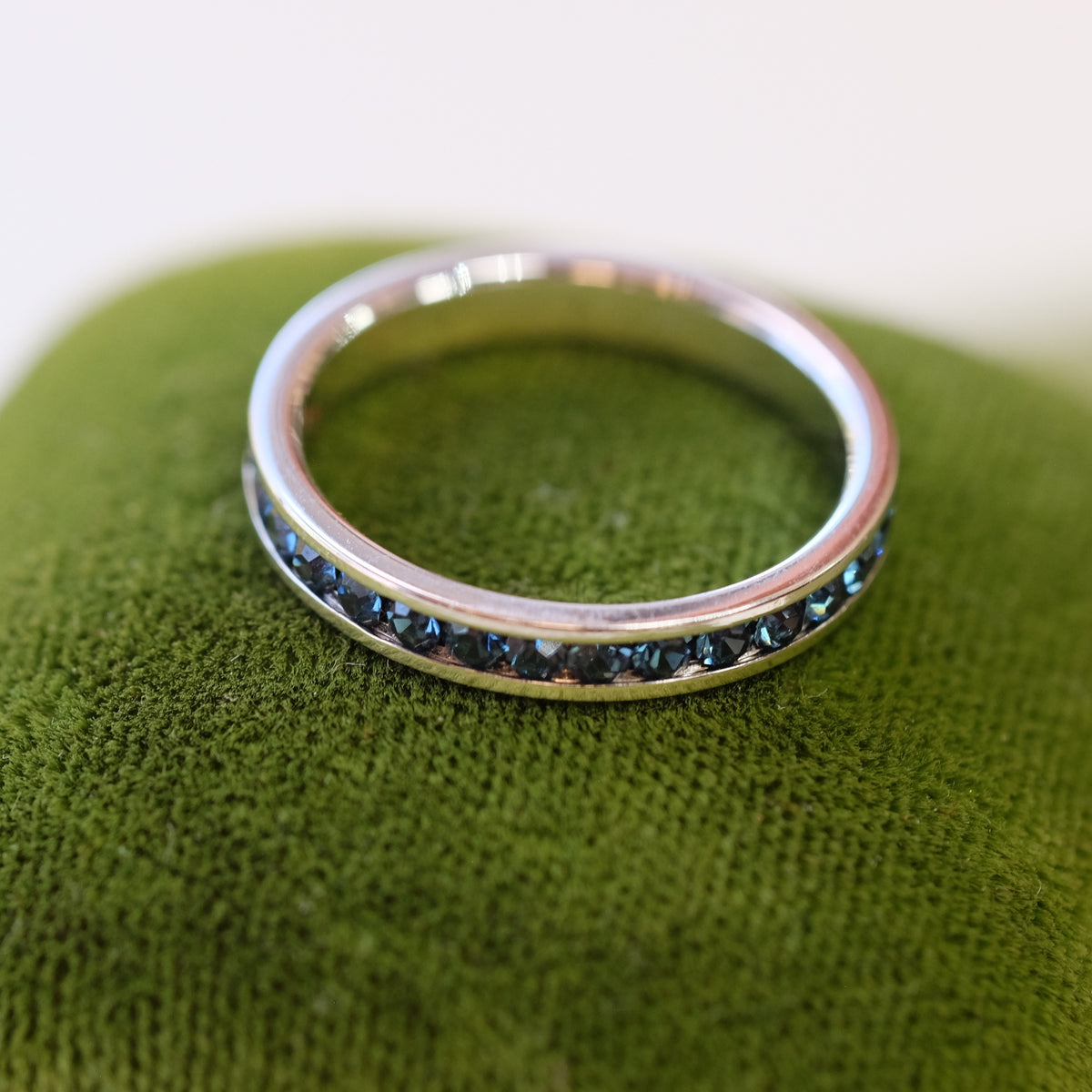 Sterling Channel Faux Sapphire Ring