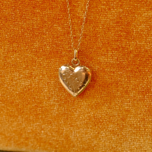 14K Gold Heart Locket with Chain