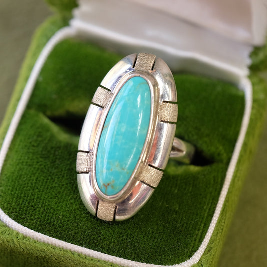 Vintage Oblong Turquoise Ring