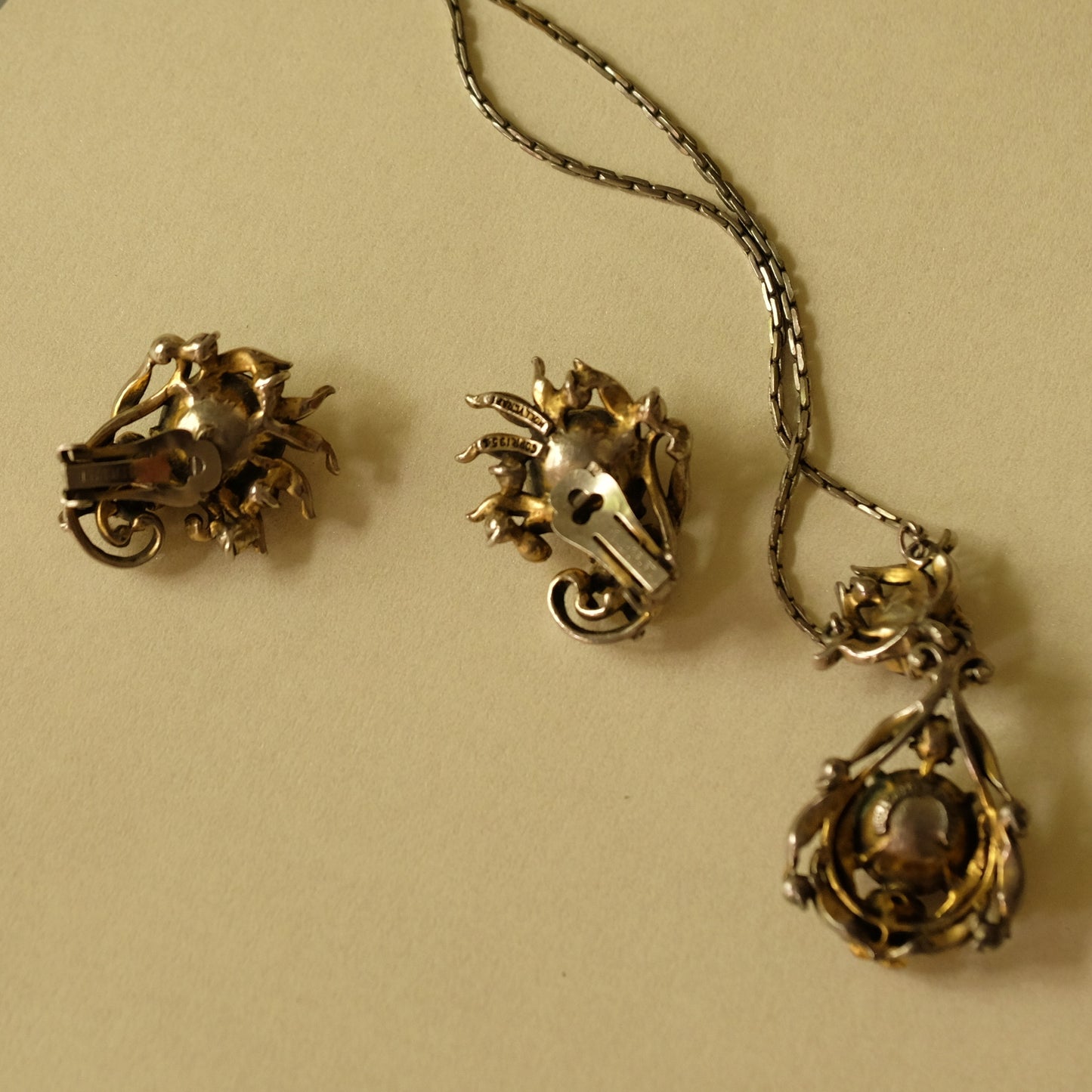 Vintage Hollycraft Purple Necklace and Earrings 1950s