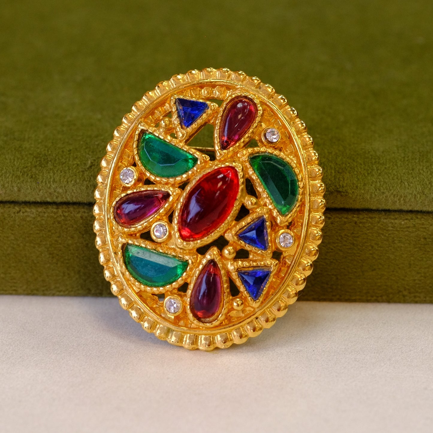 Multicolor Gem Color Brooch 1980s