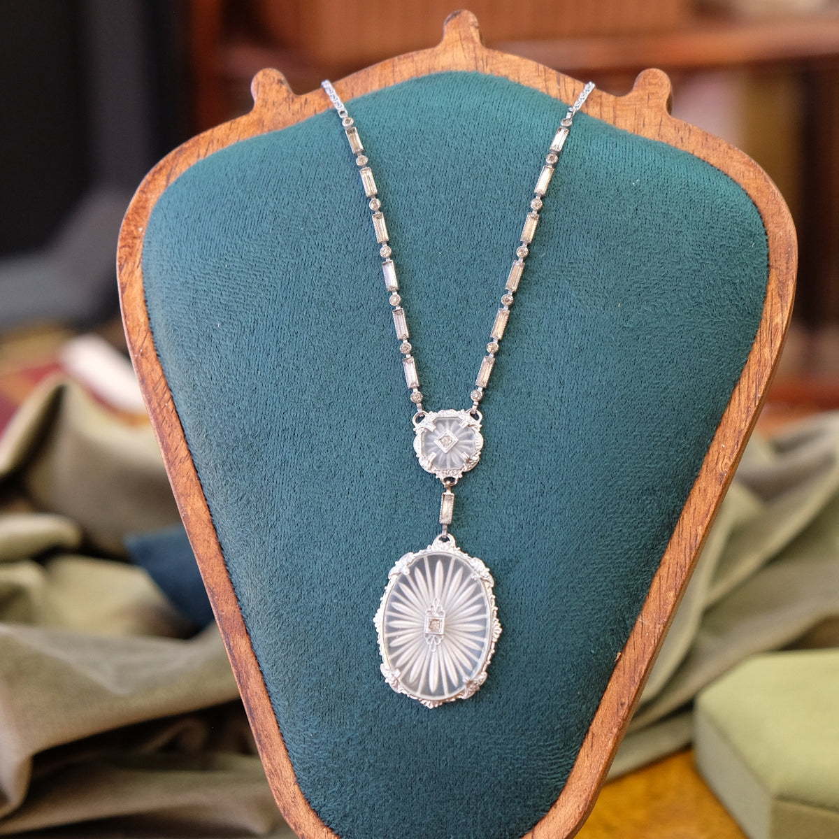 Double Camphor Glass Art Deco Necklace