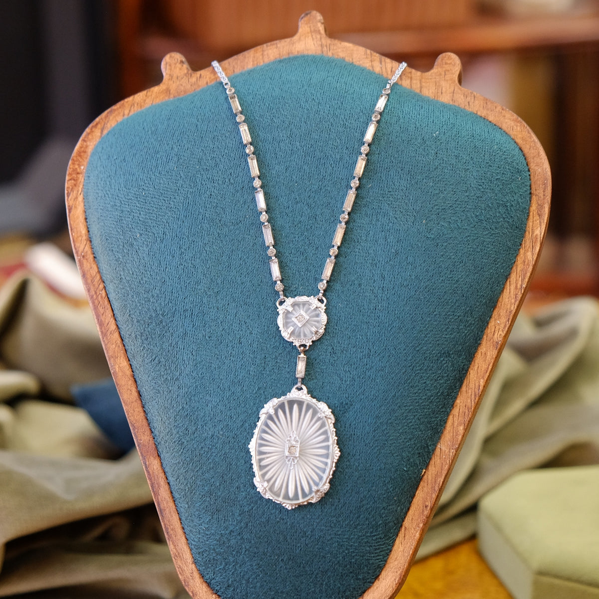 Double Camphor Glass Art Deco Necklace