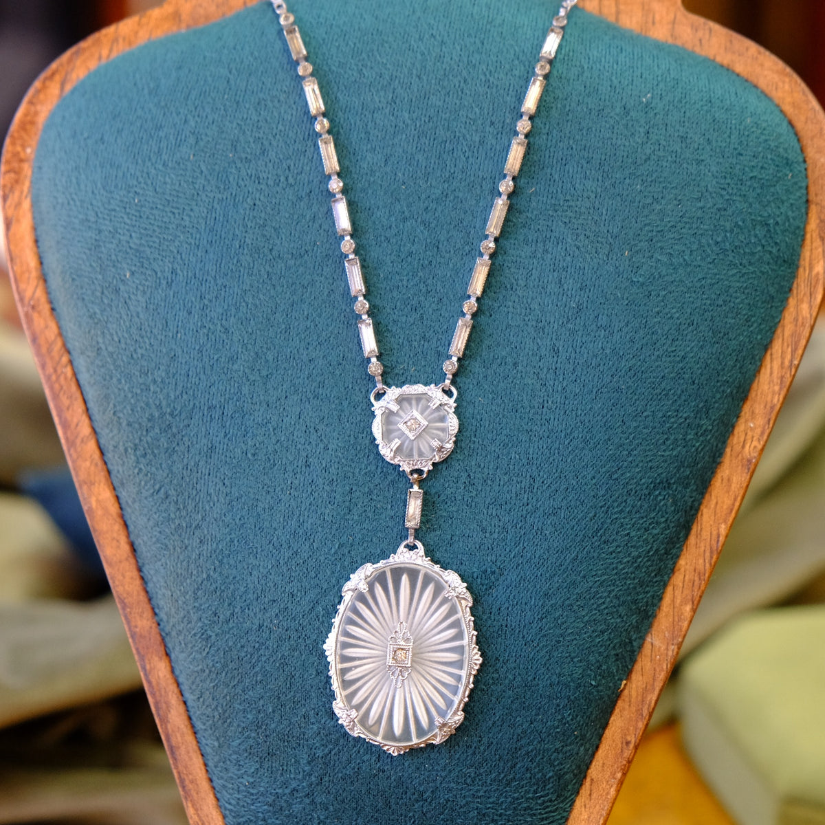 Double Camphor Glass Art Deco Necklace