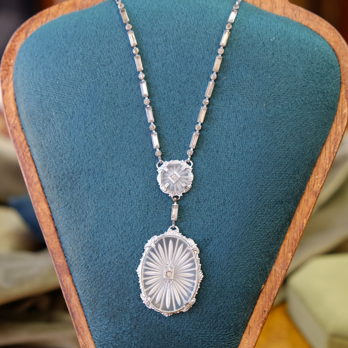 Double Camphor Glass Art Deco Necklace