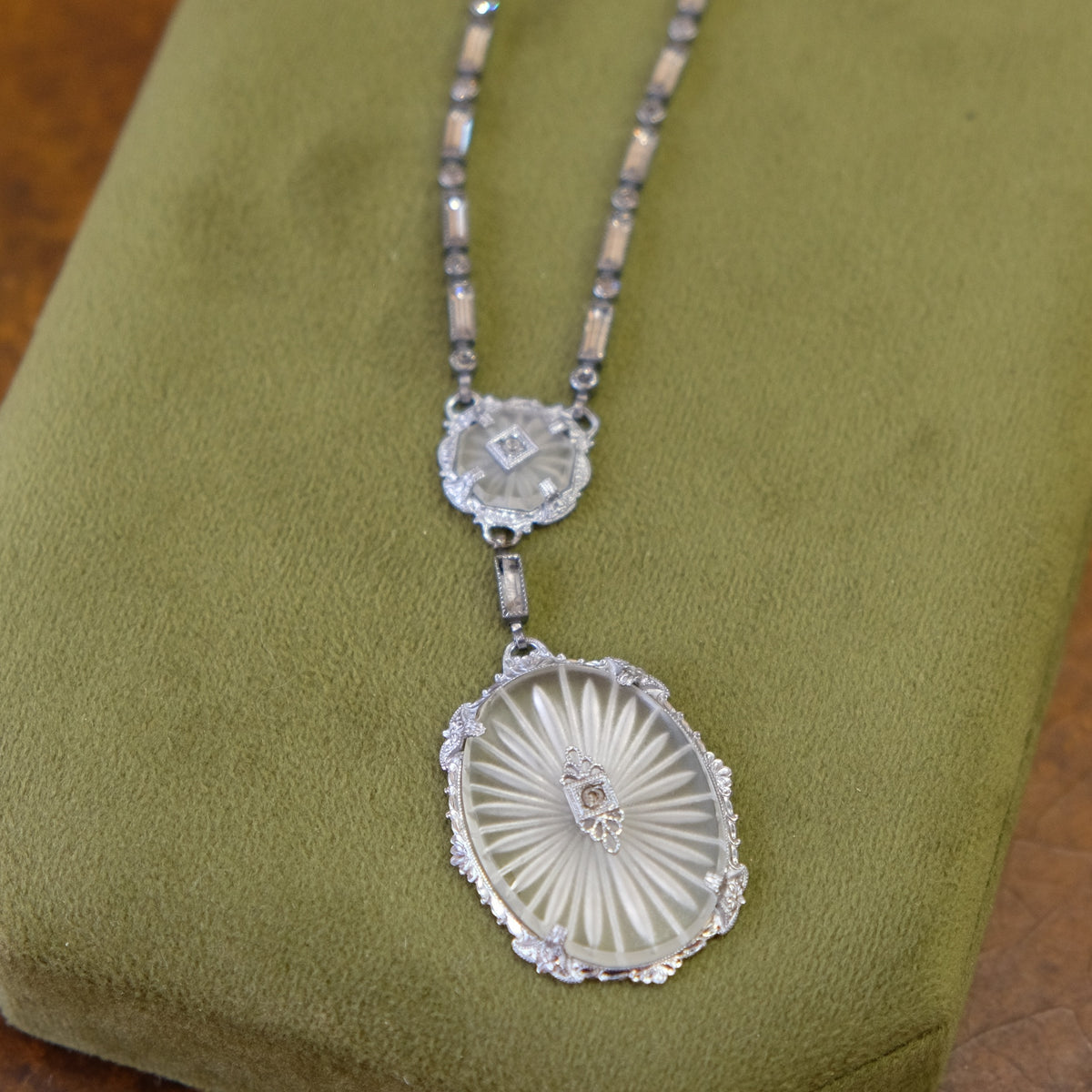 Double Camphor Glass Art Deco Necklace