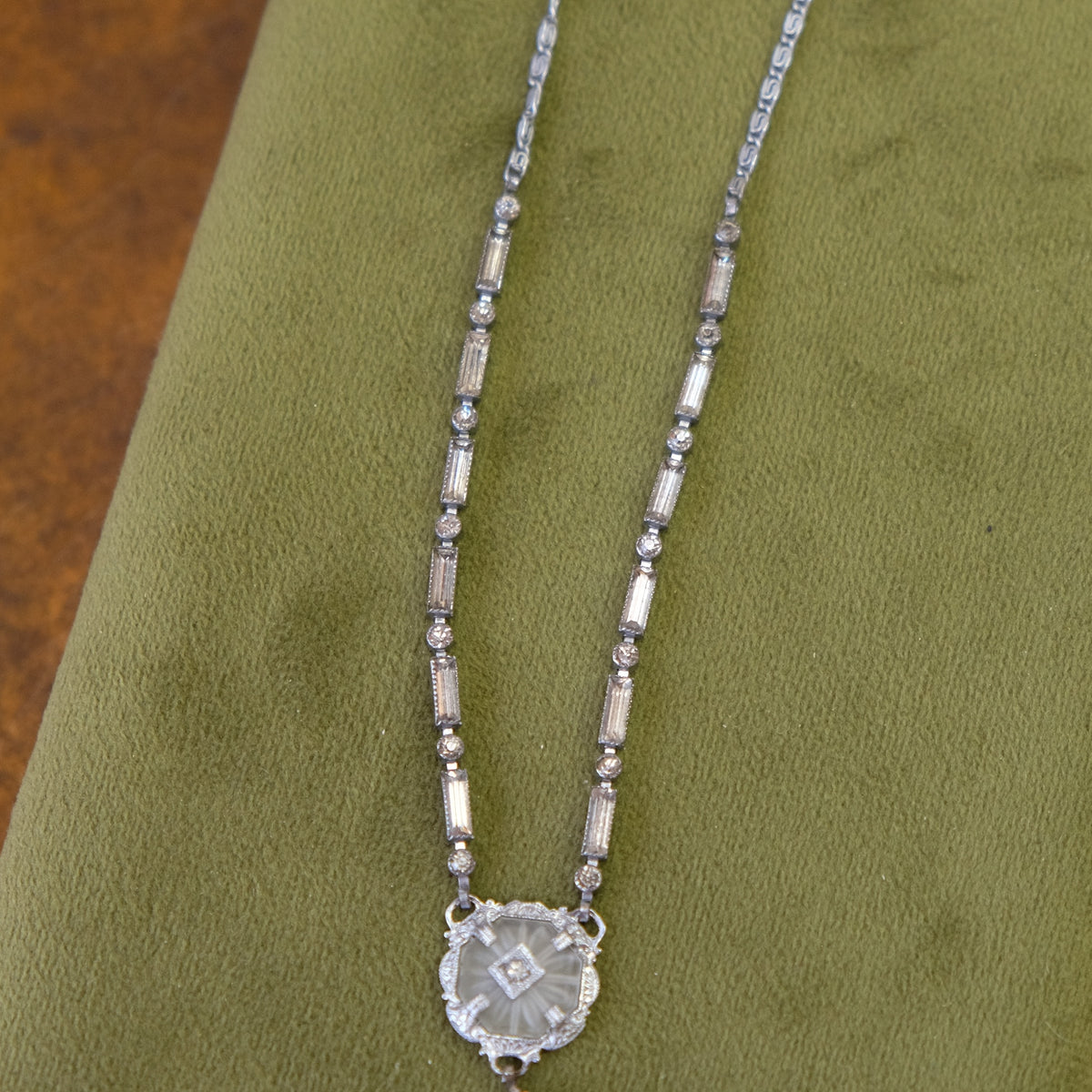 Double Camphor Glass Art Deco Necklace