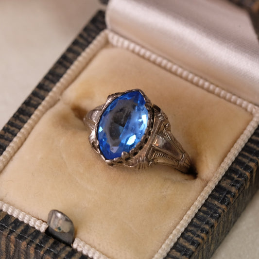 Vintage Silver Blue Paste Ring