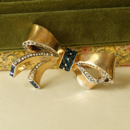 Vintage Marcel Boucher Blue Bow Pin 1940s