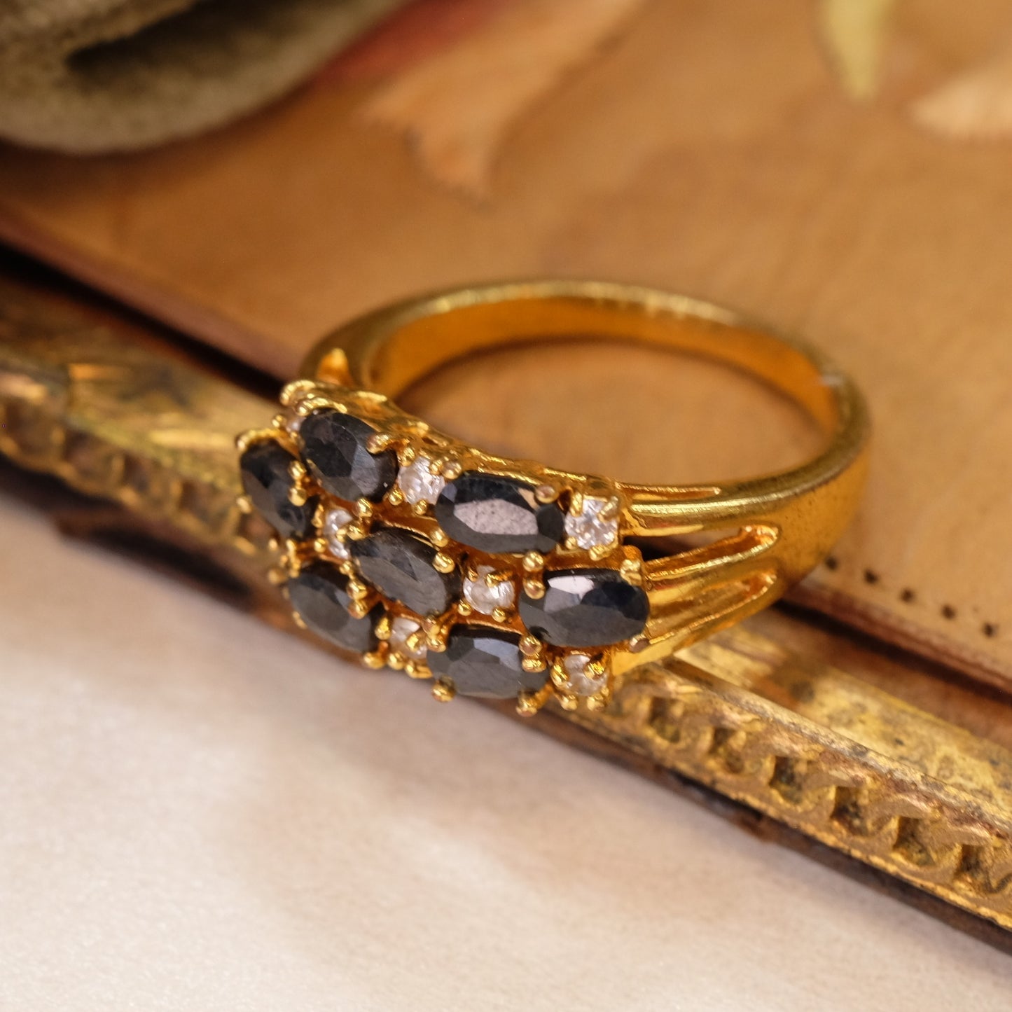 Gold Plated over Sterling Silver Sapphire Ring