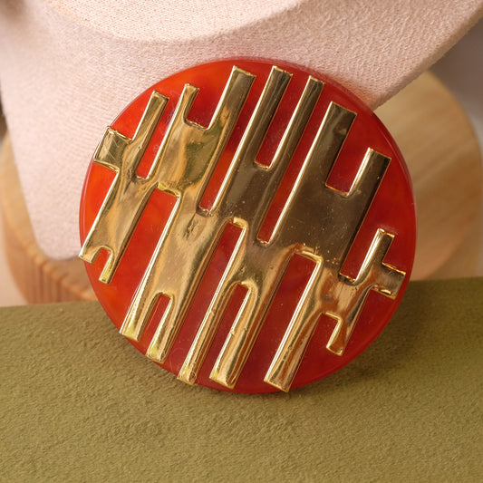 Lanvin Goldtone on tortoise lucite Brooch