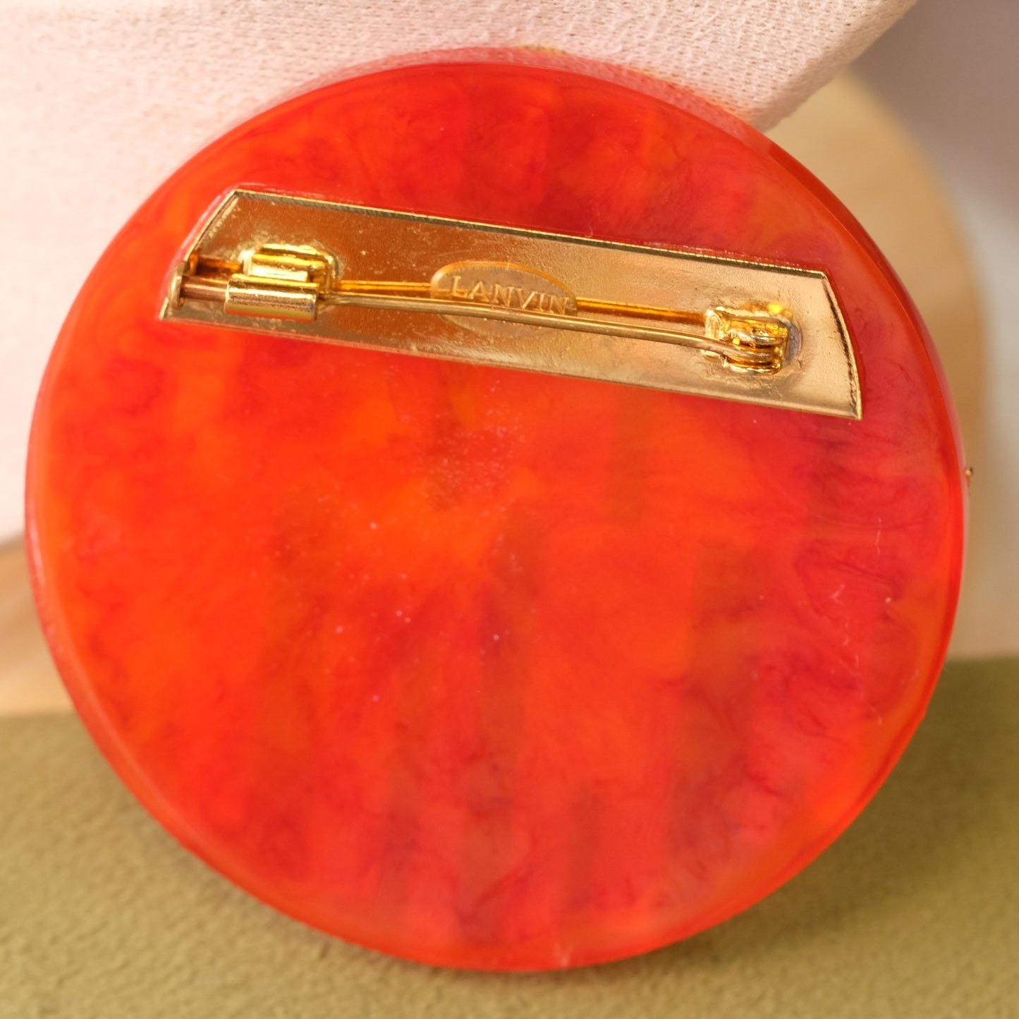 Lanvin Goldtone on tortoise lucite Brooch