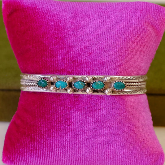 Vintage Native American Turquoise Silver Cuff