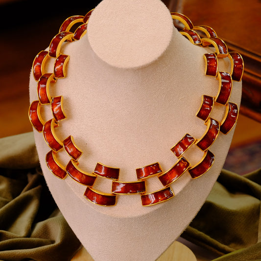 Jay Feinberg goldtone and enamel collar 1980s
