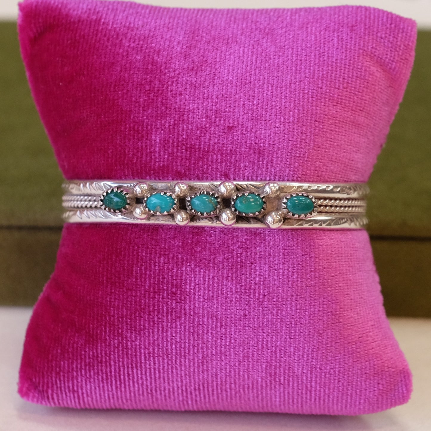 Vintage Native American Turquoise Silver Cuff