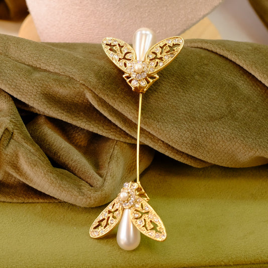 Double Bee Collar Pin 1990s