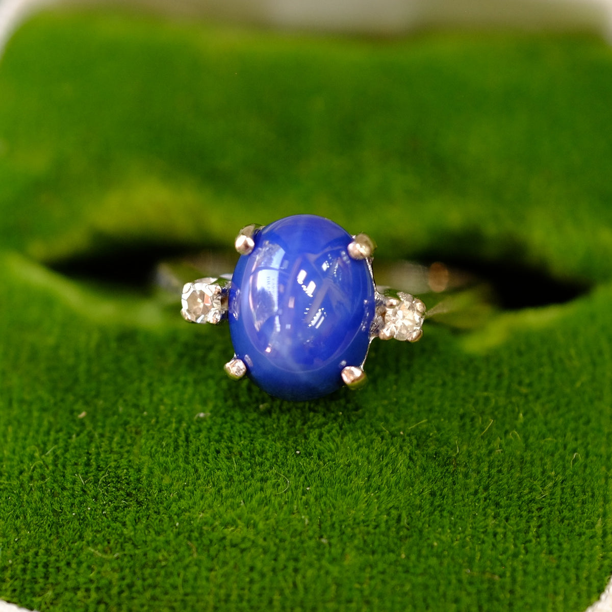 14k Gold Sapphire Star Diamond Ring