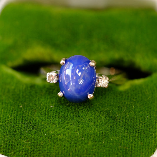 14k Gold Sapphire Star Diamond Ring