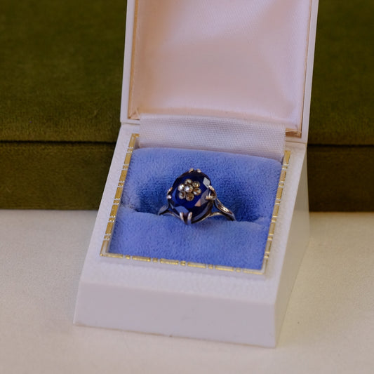 Edwardian English Paste Silver Marcasite Ring