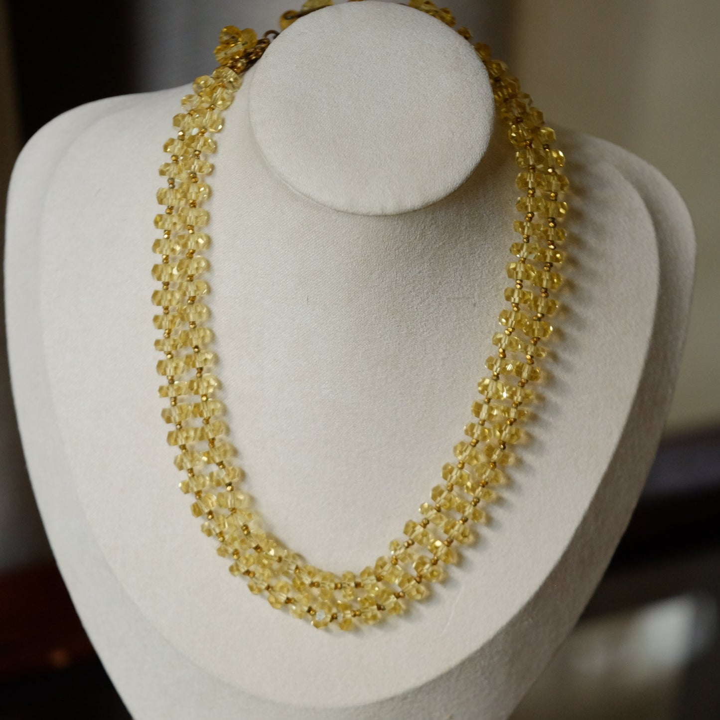 Vintage DeMario Faux Citrine Necklace and Earrings Set 1950s