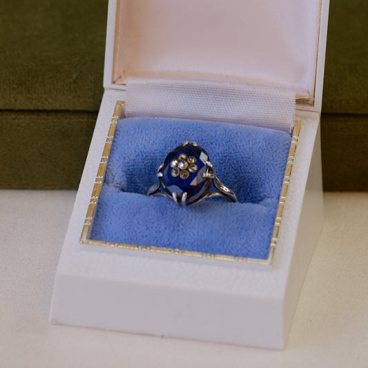 Edwardian English Paste Silver Marcasite Ring