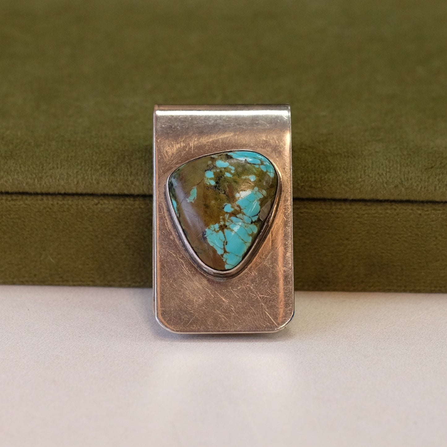 Vintage Silver Turquoise Money Clip